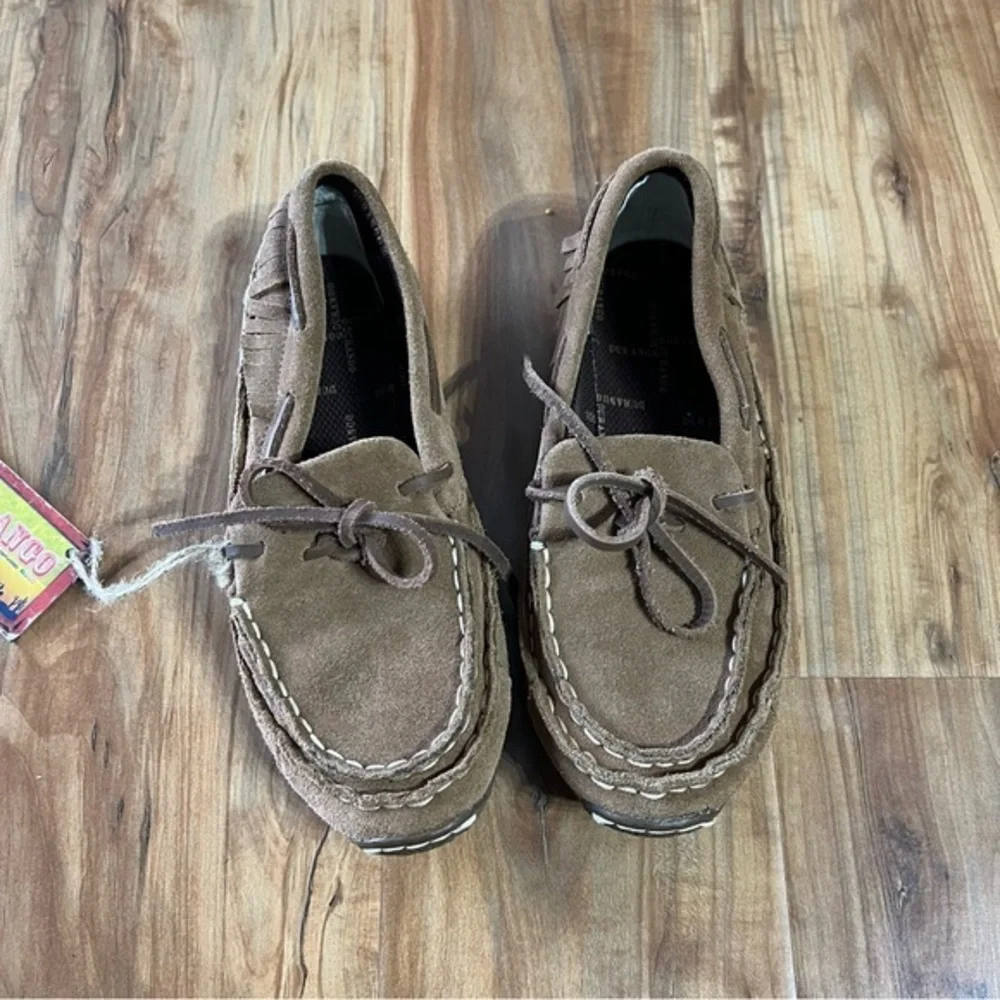 NEW LIL' DURANGO Little Kid Sz 3 Santa Fe Moccasin Loafer Shoe Brown Suede‎